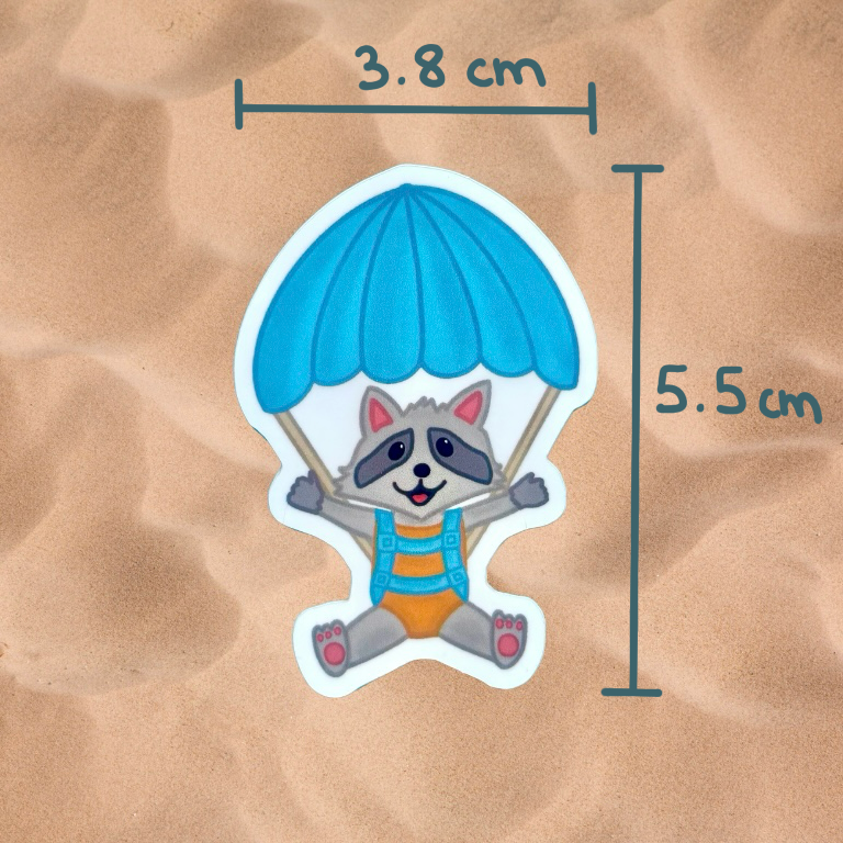 Parachute raccoon - Sticker